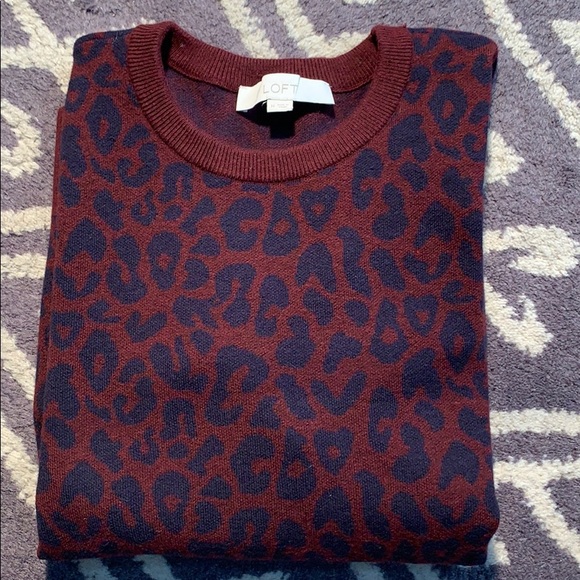 LOFT - Burgundy Leopard Sweater - Picture 11 of 12